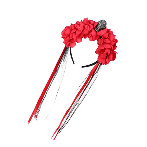 WRITWAA Rotes Halloween Haarband mit Künstlichen Blumen Leichtes Haarschmuck für Party und Tanz Eleganter Kopfschmuck Damen für Halloween Festival und Kostümzubehör von WRITWAA