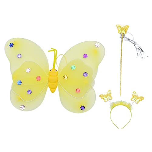 WRITWAA Schmetterlingsflügel Spielzeug Kinderkleidung Kleid für Mädchen Kleinkindgummibänder für Haare Kleider Weihnachtsgeschenke für Mädchen Feenflügel Schmetterlinge bilden von WRITWAA