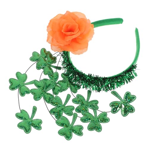 WRITWAA St Patrick's Day Shamrock Haarreifen mit Glitzerndem Grünem Kleeblatt Festliches Stirnband aus Langlebigem und Komfortabel Modisch für Party und Kostüm von WRITWAA