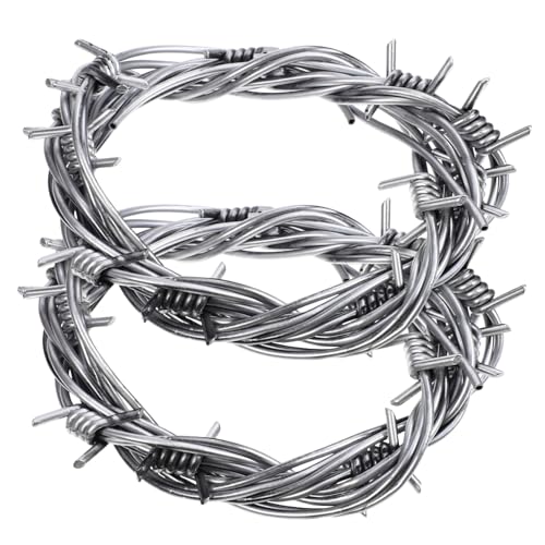WRITWAA 2 StüCk Simulation Stacheldraht Halloween Deko - 8 Fuß LäNge Silberne Optik - PVC Material - Ideal FüR KostüMpartys, GeisterhäUser, Streiche WRITWAA 2 StüCk Simulation Stacheldraht Halloween Deko - 8 Fuß LäNge Silberne Optik - PVC Material - Ideal FüR KostüMpartys, GeisterhäUser, Streiche von WRITWAA