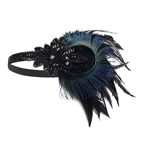 WRITWAA Stirnband Mit Federn Für Jahre Flapper Kopfschmuck Für Partys Bälle Und Hochzeitsfeiern Ergänzung Für Festlichkeiten von WRITWAA