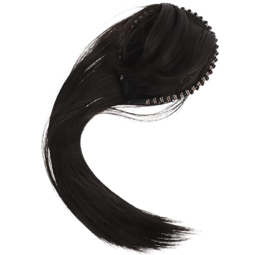 WRITWAA Stirnbandperücke, stilvolles Stirnband mit breiter Krempe und verziertem Ornament, synthetisches Haarteil für Damenpartys und Alltagsfrisuren, Dunkelbraun von WRITWAA