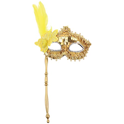WRITWAA Streich Karikatur Masken Kostüm Karneval Augenmaske Mit Maske Mit Seitenblume Zubehör Maskerade-maske Auf Stick Funkeln Zarte Maske Festival-party-maske Golden Plastik von WRITWAA