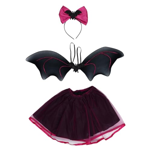WRITWAA Teiliges Cosplay Kostüm Mit Fledermaus Flügeln Und Prinzessinnenkleid Rosé Für Partys Und Aufführungen Ideales Kinderaccessoire Für Fantasievolle Rollenspiele von WRITWAA