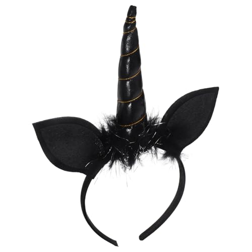 WRITWAA Unicorn Haarreif Schwarz Party Haarband Cosplay Haarschmuck Leicht Festlich Performance Zubehör von WRITWAA