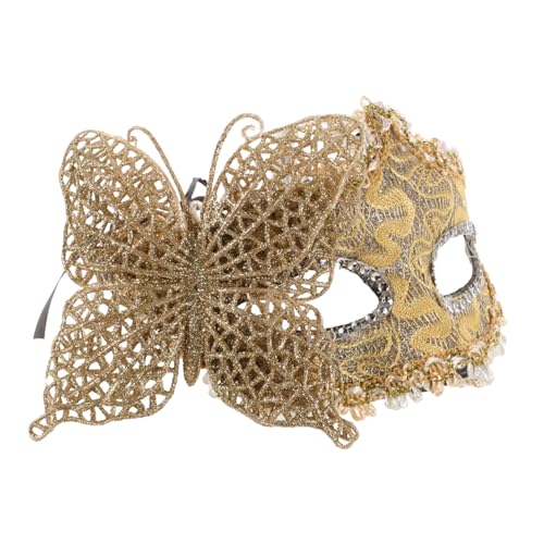 WRITWAA Venezianische Maskerade Halbmaske Für Damen Goldene Design Für Karneval Halloween Cosplay Events Elegantes Party Accessoire von WRITWAA