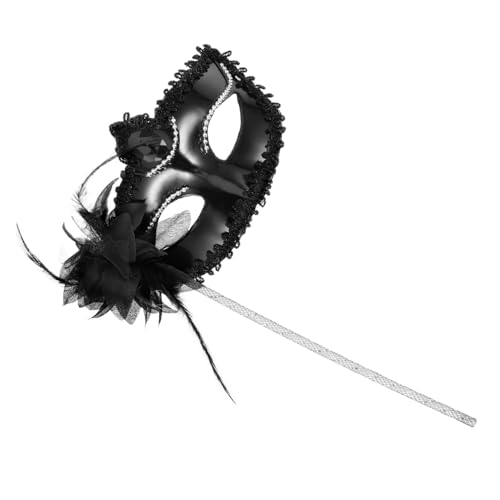 WRITWAA Venezianische Maskerade Maske Damen Handheld Silber Schwarz Cosplay Kostüm Accessoire für Maskenball Fasching Party WRITWAA Venezianische Maskerade Maske Damen Handheld Silber Schwarz Cosplay Kostüm Accessoire für Maskenball Fasching Party von WRITWAA