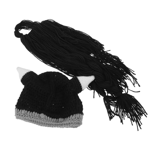 WRITWAA Viking Beanie mit Falschem Vollbart und Hörnern Weiche Strickmütze für Herren Atmungsaktiv und Bequem für Outdoor-partys Mittelalterliches Kostüm-accessoire für Festivals und von WRITWAA