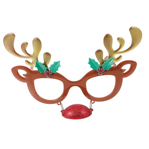 WRITWAA Weihnachtliche Partybrille mit Lustigen Geweih Elementen Bunte Festival Dekoration Kreatives Foto Accessoire für Erwachsene und Weihnachtskostüm Zubehör von WRITWAA