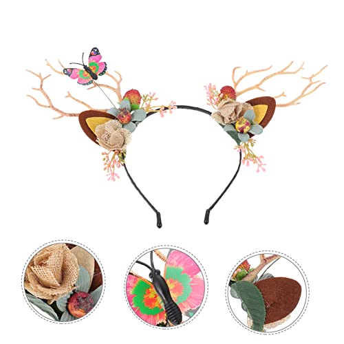 WRITWAA Weihnachtliches Geweih Haarband mit Dekoration Flexibler Kopfschmuck für Party Karneval und Kostüm Süßer Haarschmuck für Damen und Festliches Accessoire für Weihnachten von WRITWAA