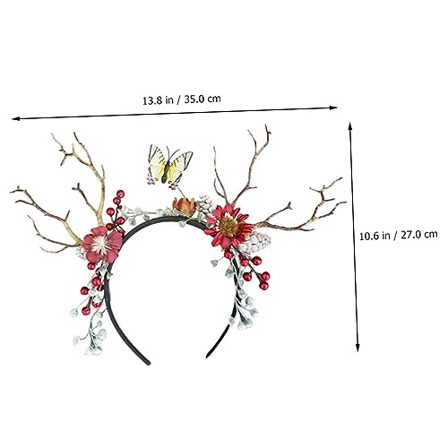 WRITWAA Weihnachtliches Rentiergeweih Stirnband Haarschmuck Mädchen Party Accessoire Weihnachtskostüm Festlicher Haarreif für Winterfeier und Geschenkidee von WRITWAA