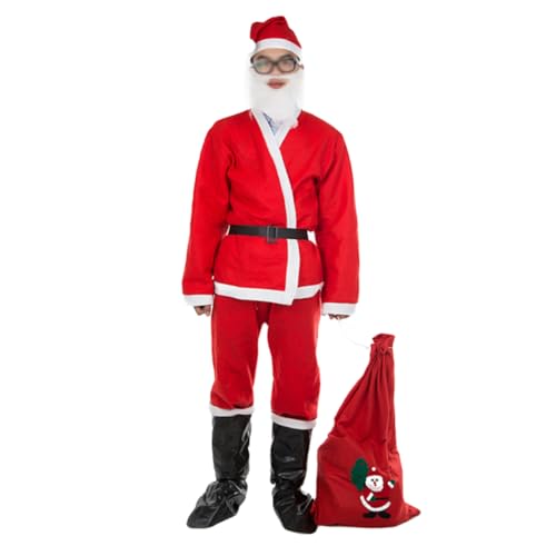 WRITWAA Weihnachtsmann Kostü Für Herren Santa Claus Anzug Mit Hut Bart Gürtel Stiefel Und Großem Rucksack Festliches Outfit Für Erwachsene Zur Weihnachtsfeier WRITWAA Weihnachtsmann Kostü Für Herren Santa Claus Anzug Mit Hut Bart Gürtel Stiefel Und Großem Rucksack Festliches Outfit Für Erwachsene Zur Weihnachtsfeier von WRITWAA