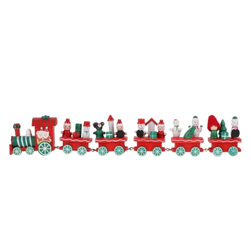 WRITWAA Weihnachtsspielzeug aus Holz: Weihnachtsdekoration für Den Tisch, Rotes Ornament, Zugdekor, Schreibtischschmuck von WRITWAA