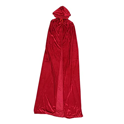 WRITWAA Halloween Umhang Damen Halloween Hexen Umhang Cosplay Cape Aus Üsch Weinrot 17 Wiederverwendbar Kreatives Kostümzubehör Für Halloween Partys Und Kostüme Umhang Mit Kapuze Halloween von WRITWAA