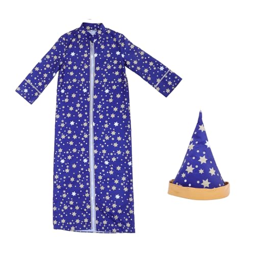 WRITWAA Zaubererkostüm Für Kinder Robe Mit Passendem Hut Halloween-umhang Zauberer-Auftritt Rollenspiel WRITWAA Zaubererkostüm Für Kinder Robe Mit Passendem Hut Halloween-umhang Zauberer-Auftritt Rollenspiel von WRITWAA
