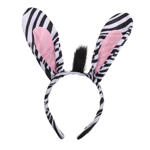WRITWAA Zebra-stirnband Reh Hund Krawatten Fuchs Kostüme Katzenschwanz Ohren Tierkopfbedeckung Tragen Haustier Wolf Dino Schläger Zirkus Hautpflege-stirnband Niedlich Fursuit Leopard Stoff von WRITWAA
