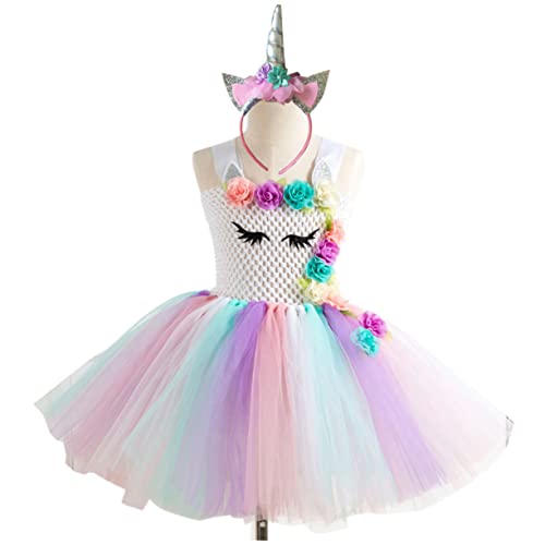 WRITWAA ädchen Einhorn Tutu Kleid Mit Haarband Und Geburtstag Outfit Party Kostü Cosplay Kleidung Set 8 9 Jahre von WRITWAA