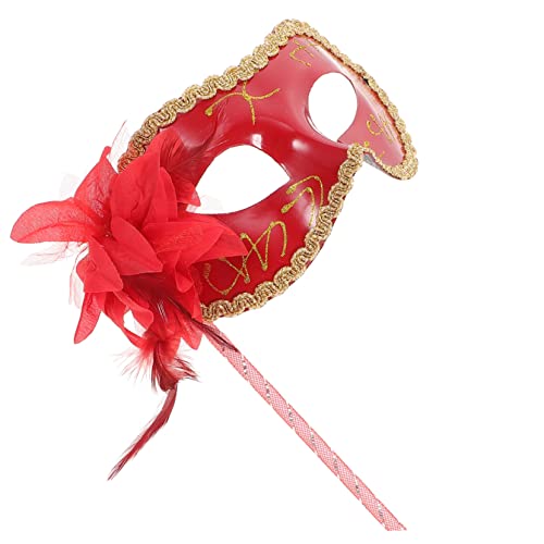 WRITWAA halloween masken halloweenmaske gesichtsmaske halloween karnevalsmasken spitzenmaske rote Maskerademasken handgehaltene Maskerademaske kleidung Handlich bilden mit Stock Liebhaber von WRITWAA