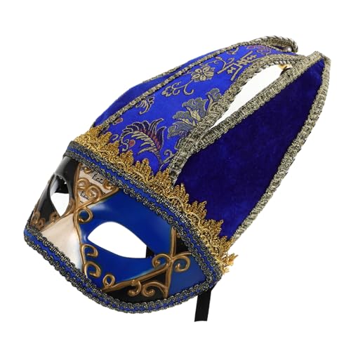 WRITWAA karnevalskostüm maske Halloween-Maskerade-Kostüm Maskerademasken mit Stock halloween mitgebsel halloween oblaten Maskiert Tanzparty-Requisite Maskerade Maske Requisit Plastik Blue von WRITWAA