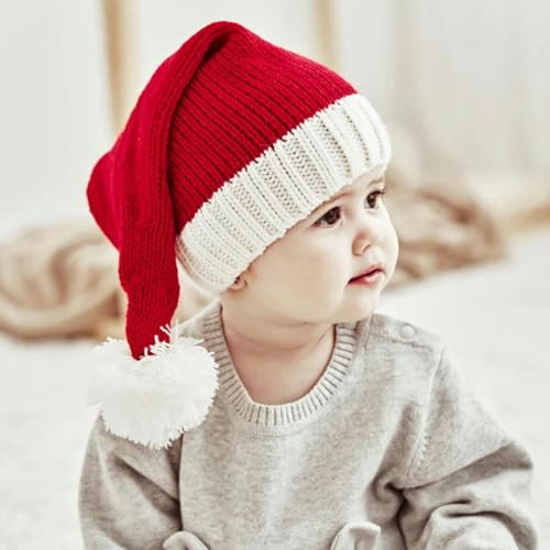 Gestrickte Weihnachtsmütze, niedlicher Bommel, für Erwachsene, Kinder, weiche Beanie, Weihnachtsmannmütze, Neujahrsparty, Kindergeschenk, Navidad Natal Noel Dekoration für Kinder Gestrickte Weihnachtsmütze, niedlicher Bommel, für Erwachsene, Kinder, weiche Beanie, Weihnachtsmannmütze, Neujahrsparty, Kindergeschenk, Navidad Natal Noel Dekoration für Kinder von WRJLIN