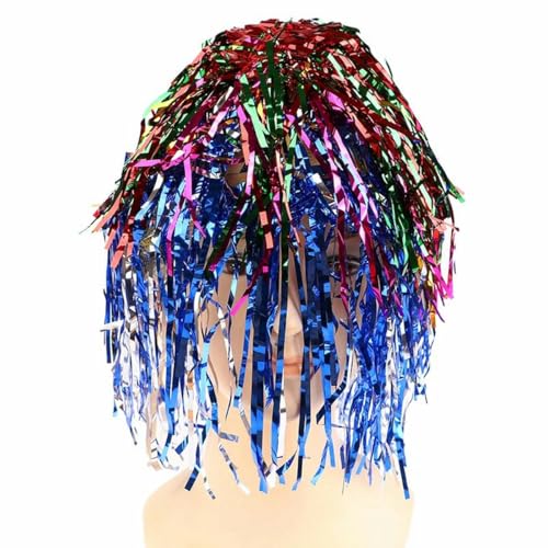 Lametta-Perücke, Kostüm, Cosplay, lustig, glänzend, metallisch, Haar-Accessoires für Party, Karneval, Maskerade, mehrfarbig, 1 Stück Lametta-Perücke, Kostüm, Cosplay, lustig, glänzend, metallisch, Haar-Accessoires für Party, Karneval, Maskerade, mehrfarbig, 1 Stück von WRJLIN