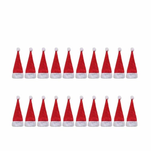 Mini-Weihnachtsmütze, Süßigkeiten-Abdeckung, Lutscher-Hüte, niedliches Lutscher-Mütze, Kindergeschenk, Neujahrsdekoration, 20 Stück von WRJLIN