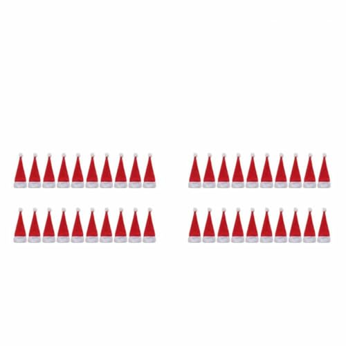 Mini-Weihnachtsmütze, Süßigkeiten-Abdeckung, Lutscher-Hüte, niedliches Lutscher-Mütze, Kindergeschenk, Neujahrsdekoration, 40 Stück Mini-Weihnachtsmütze, Süßigkeiten-Abdeckung, Lutscher-Hüte, niedliches Lutscher-Mütze, Kindergeschenk, Neujahrsdekoration, 40 Stück von WRJLIN