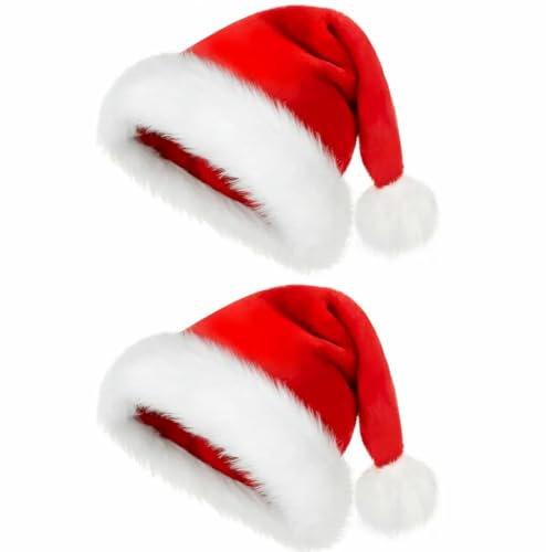 Weihnachtsmütze für Kinder, Jungen, Mädchen, Weihnachtsmütze, Großpackung für Weihnachten, Urlaub, Samt, für Kinder, Neujahr, Festtage, Party, Erwachsenengröße, 2 Stück Weihnachtsmütze für Kinder, Jungen, Mädchen, Weihnachtsmütze, Großpackung für Weihnachten, Urlaub, Samt, für Kinder, Neujahr, Festtage, Party, Erwachsenengröße, 2 Stück von WRJLIN