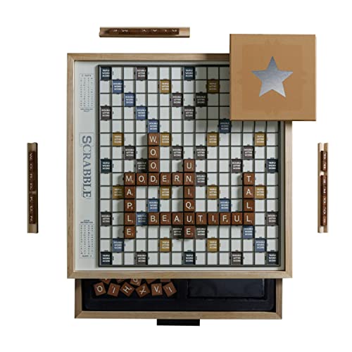 Scrabble Luxe Ahorn-Edition mit drehbarem Massivholzschrank von WS Game Company