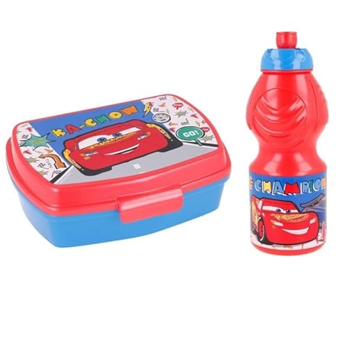 Disney Cars Lightning McQueen Kinder 2-teiliges Lunch Set Brotdose + Trinkflasche von WS-Trend
