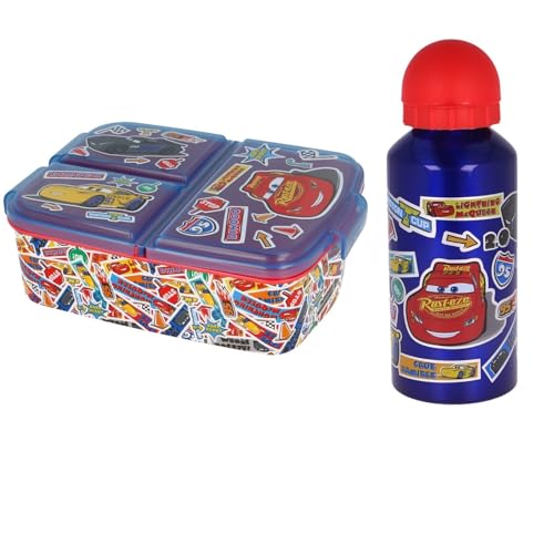 Disney Cars Lightning McQueen Lunch Set für Kinder – Brotdose & Trinkflasche (400 ml) – 2-teiliges Set – Offizielles Lizenzprodukt – Ideal für Kindergarten, Schule & Ausflüge von WS-Trend