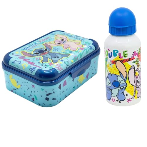 Disney Lilo & Stitch Lunch Set 2-teilig – Kinder Brotdose & Aluminium Trinkflasche 400 ml – Angel & Stitch Motiv Disney Lilo & Stitch Lunch Set 2-teilig – Kinder Brotdose & Aluminium Trinkflasche 400 ml – Angel & Stitch Motiv von WS-Trend