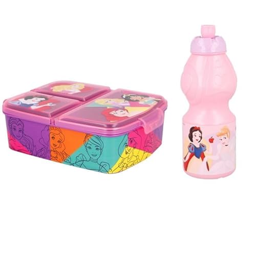 Disney Princess Arielle Jasmin Kinder Set Brotdose mit 3 Kammern + Trinkflasche 400 ml Disney Princess Arielle Jasmin Kinder Set Brotdose mit 3 Kammern + Trinkflasche 400 ml von WS-Trend