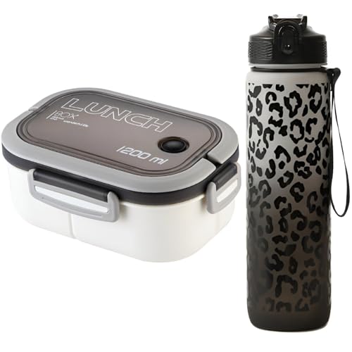 WS-Trend 4-teiliges Kinder-Lunch-Set „Panterka Weiß“ – Auslaufsichere Brotdose 1200 ml mit Doppel-Fächern + XL-Trinkflasche 1000 ml in Ombre-Panther-Look + Besteck WS-Trend 4-teiliges Kinder-Lunch-Set „Panterka Weiß“ – Auslaufsichere Brotdose 1200 ml mit Doppel-Fächern + XL-Trinkflasche 1000 ml in Ombre-Panther-Look + Besteck von WS-Trend