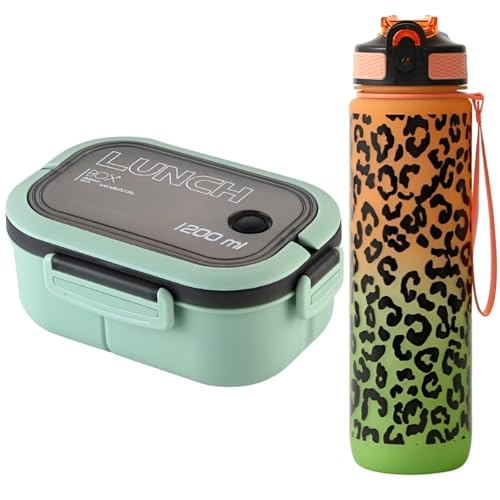 WS-Trend 4-teiliges Mint-Lunch-Set für Kinder – Brotdose 1200 ml mit Fächern + XL-Trinkflasche 1000 ml Ombre-Pantherka + Löffel & Gabel – Auslaufsicher, BPA-frei & Mikrowellengeeignet WS-Trend 4-teiliges Mint-Lunch-Set für Kinder – Brotdose 1200 ml mit Fächern + XL-Trinkflasche 1000 ml Ombre-Pantherka + Löffel & Gabel – Auslaufsicher, BPA-frei & Mikrowellengeeignet von WS-Trend