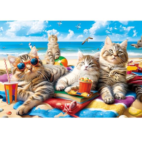 100 Teile Puzzle für Erwachsene Strand Katze für Erwachsene, Kinder, ältere Familien, fertige Größe 100 Teile Puzzle für Erwachsene Strand Katze für Erwachsene, Kinder, ältere Familien, fertige Größe von WSCXSC