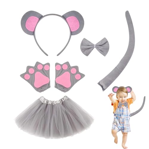 WSDFTQ 3-teiliges Maus-Kostüm für Kinder, Ratten-Kostüm, Mausohren, Tier-Outfit für Kinder und Erwachsene, Halloween für Kinder, Cosplay, Geburtstagsparty, Dekoration, Thema, Make-up, Kostümzubehör WSDFTQ 3-teiliges Maus-Kostüm für Kinder, Ratten-Kostüm, Mausohren, Tier-Outfit für Kinder und Erwachsene, Halloween für Kinder, Cosplay, Geburtstagsparty, Dekoration, Thema, Make-up, Kostümzubehör von WSDFTQ