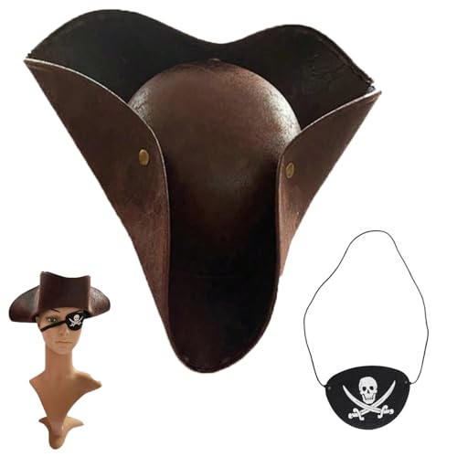 WSDFTQ Piratenhut, Piraten-Zubehör, klassischer brauner Dreihornhut für Rollenspiele, Halloween-Kostüm-Zubehör, Themenparty-Zubehör für Erwachsene, Einheitsgröße WSDFTQ Piratenhut, Piraten-Zubehör, klassischer brauner Dreihornhut für Rollenspiele, Halloween-Kostüm-Zubehör, Themenparty-Zubehör für Erwachsene, Einheitsgröße von WSDFTQ