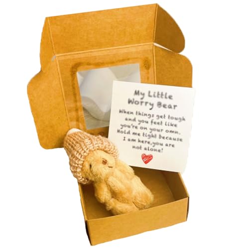 WSDFTQ Sorgenbär in einer Box, handgefertigter Mini-Plüsch, kleiner Bär in einer Box, kleine Sorgenbären mit inspirierender Karte, tragbares Komfort-Geschenk für Stressabbau, Reisebegleiter WSDFTQ Sorgenbär in einer Box, handgefertigter Mini-Plüsch, kleiner Bär in einer Box, kleine Sorgenbären mit inspirierender Karte, tragbares Komfort-Geschenk für Stressabbau, Reisebegleiter von WSDFTQ