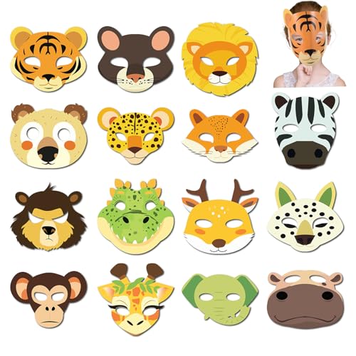 WSDFTQ Tiermasken, Tiermasken für Kinder, Tiermasken für Jungen und Mädchen, Dschungel-Mottoparty-Zubehör, kreative Kopfbedeckung für Jungen und Mädchen, Spaß für Halloween-Feiern, inkl WSDFTQ Tiermasken, Tiermasken für Kinder, Tiermasken für Jungen und Mädchen, Dschungel-Mottoparty-Zubehör, kreative Kopfbedeckung für Jungen und Mädchen, Spaß für Halloween-Feiern, inkl von WSDFTQ