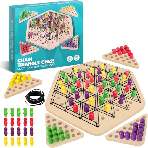 Triangle Chess, Triangle Chain Game, Klassische Desktop-Brettspiele, Logik Spiele für 2-4, Geschenke für Kinder von WSGALARY