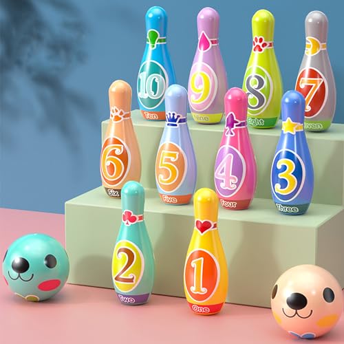 WSNDM Kegelspiel für Kinder Ball Set mit 10 Flasche und 1 Bälle Haben Bowling mit Tieren und Farben, Outdoor Garten Spielzeug Dosenwerfen Kinder Bowling Ball WSNDM Kegelspiel für Kinder Ball Set mit 10 Flasche und 1 Bälle Haben Bowling mit Tieren und Farben, Outdoor Garten Spielzeug Dosenwerfen Kinder Bowling Ball von WSNDM