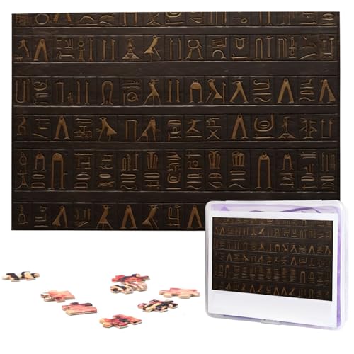 Alte ägyptische Hieroglyphen-Puzzle, 1000 Teile, Holzpuzzle, personalisiertes Fotopuzzle für Erwachsene, Freunde, Bilderpuzzle, Geschenke für Hochzeit, Geburtstag, Valentinstag, Heimdekoration von WSOIHFEC