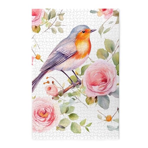 Aquarell-Puzzle, Rotkehlchen, Vogel-Puzzle, 1000 Teile, Holz-Puzzle, personalisiertes Fotopuzzle für Erwachsene, Freunde, Bild, Puzzle, Geschenke für Hochzeit, Geburtstag, Valentinstag, Heimdekoration Aquarell-Puzzle, Rotkehlchen, Vogel-Puzzle, 1000 Teile, Holz-Puzzle, personalisiertes Fotopuzzle für Erwachsene, Freunde, Bild, Puzzle, Geschenke für Hochzeit, Geburtstag, Valentinstag, Heimdekoration von WSOIHFEC