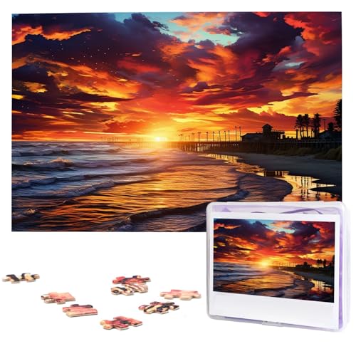 Buntes Sonnenuntergangspuzzle, 1000 Teile, Holzpuzzle, personalisiertes Fotopuzzle für Erwachsene, Freunde, Bilderpuzzle, Geschenke für Hochzeit, Geburtstag, Valentinstag, Heimdekoration von WSOIHFEC