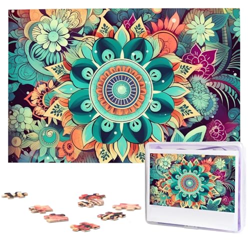 Farbige Blumen-Puzzles, 1000 Teile, Holz-Puzzle, personalisiertes Fotopuzzle für Erwachsene, Freunde, Bilderpuzzle, Geschenke für Hochzeit, Geburtstag, Valentinstag, Heimdekoration von WSOIHFEC