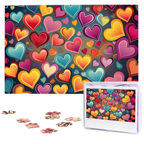 Farbiges Herz-Puzzle, 1000 Teile, Holz-Puzzle, personalisiertes Fotopuzzle für Erwachsene, Freunde, Bilderpuzzle, Geschenke für Hochzeit, Geburtstag, Valentinstag, Heimdekoration von WSOIHFEC