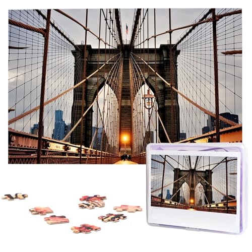 Foto von Brooklyn Bridge Puzzles 1000 Teile Holzpuzzle Personalisiertes Fotopuzzle für Erwachsene Freunde Bilderpuzzle Geschenke für Hochzeit Geburtstag Valentinstag Heimdekoration von WSOIHFEC