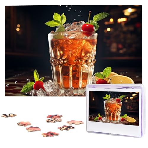 Klassische Cocktail-Puzzles, 1000 Teile, Holz-Puzzle, personalisiertes Fotopuzzle für Erwachsene, Freunde, Bilderpuzzle, Geschenke für Hochzeit, Geburtstag, Valentinstag, Heimdekoration von WSOIHFEC