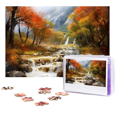 Landschaftsmalerei-Puzzle, 300 Teile, Holzpuzzle, personalisiertes Fotopuzzle für Erwachsene, Freunde, Bilderpuzzle, Geschenke für Hochzeit, Geburtstag, Valentinstag, Heimdekoration von WSOIHFEC